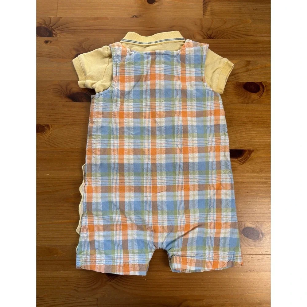 Vintage Baby Little Me Dinosaur Shortalls and Shirt Set Size 6 Months